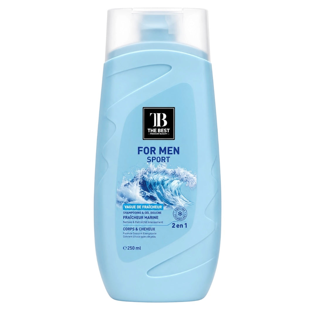 The Best For Men Sport – Gel Douche & Shampooing 2 En 1 Fraîcheur Marine