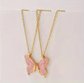 Collier Pendentif Papillon Rose En Alliage De Zinc Ajustable Pour Couples