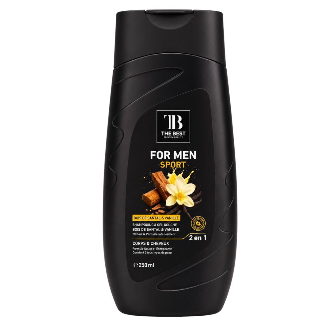 The Best For Men Sport – Gel Douche & Shampooing 2 En 1 Bois De Santal & Vanille