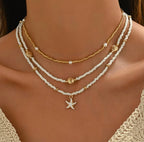 Collier Élégance Marine En Perles 3 Pièces