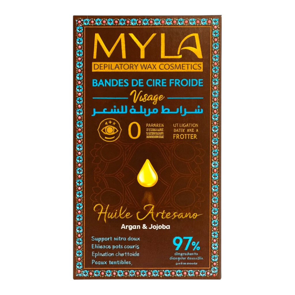 Myla – Bandes De Cire Froide Pour Le Visage Au Lait D’Amandes – Épilation Douce Pour Peaux Sensibles