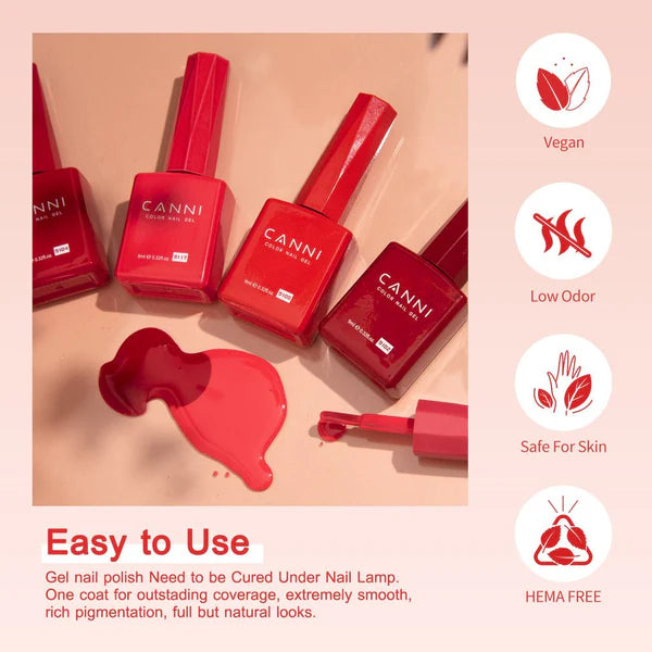 Canni Vernis À Ongles Gel Semi-Permanent Cc5 24 Couleurs Soak Off Color Uv & Led Gel Polish 9Ml