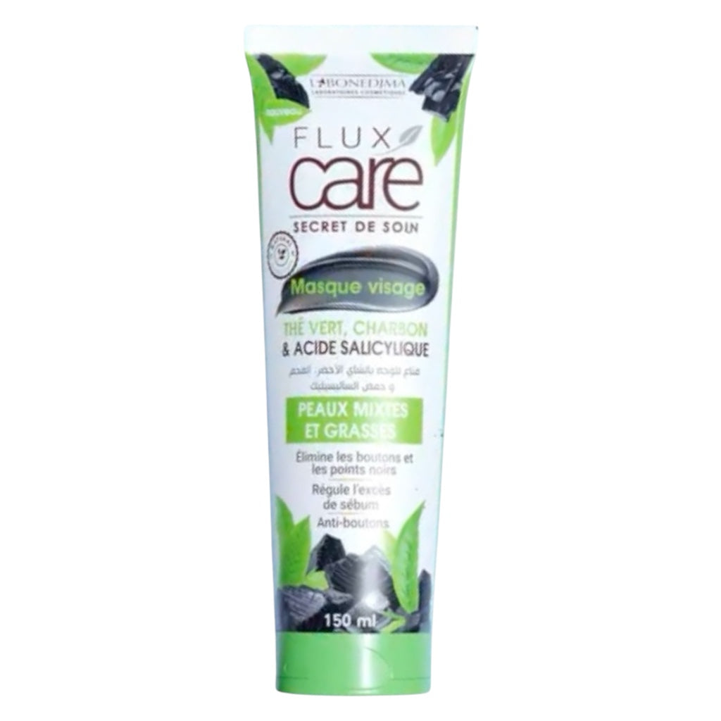 Flux Care Masque Visage Thé Vert Charbon Acide Salicylique Peaux Mixtes Et Grasses