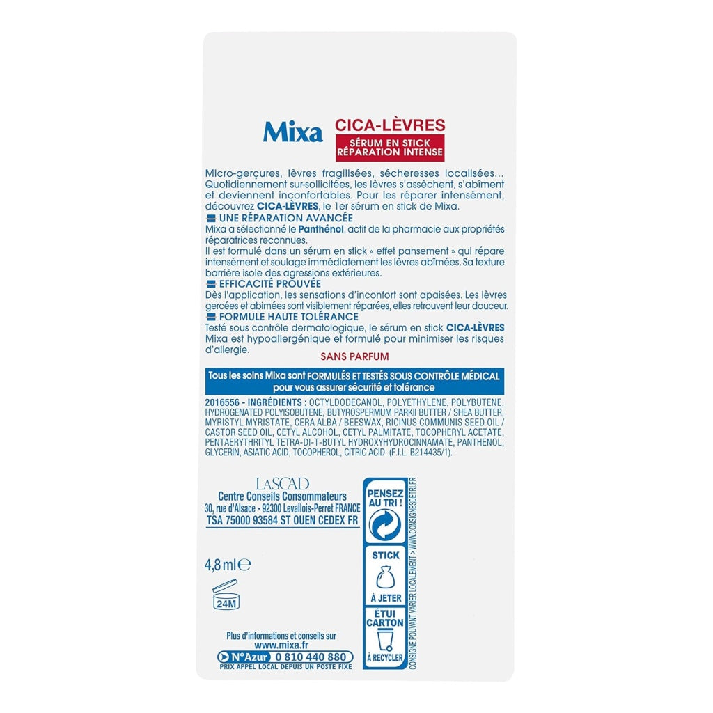 Mixa Intensif Peaux Sèches Mixa Cica Sérum En Stick Réparation Intense Pour Lèvres Abimées