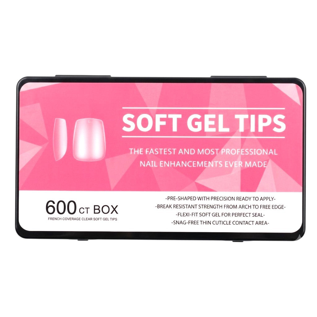 كبسولات أمريكية Soft Gel Tips مربعة قصيرة، علبة 600 قطعة