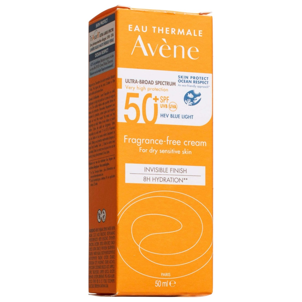 Avène Crème Solaire Fini Invisible Spf50+ Sans Parfum Visage Peaux Sensibles Et Sèches