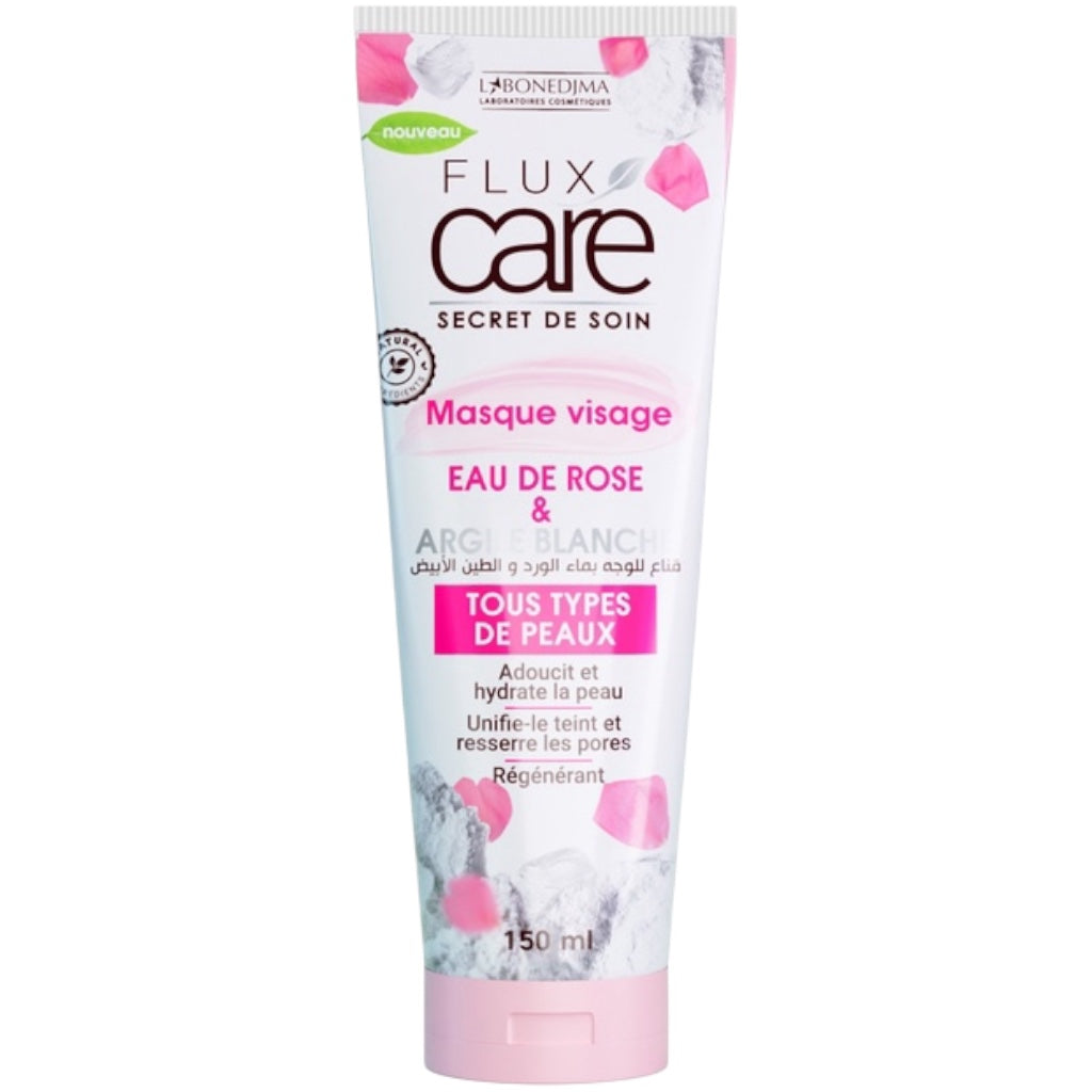 Flux Care Masque Visage Eau De Rose Argile Blanche Tous Types De Peaux