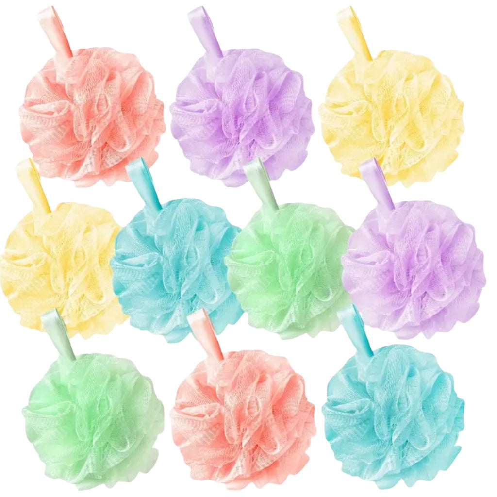 Éponges De Douche Colorées Boules De Bain En Maille Douce Avec Poignées Ruban Chouchou 1Pc