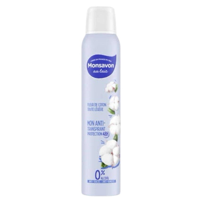 Monsavon Déodorant Anti-Transpirant Spray Fleur De Coton Toute Légère