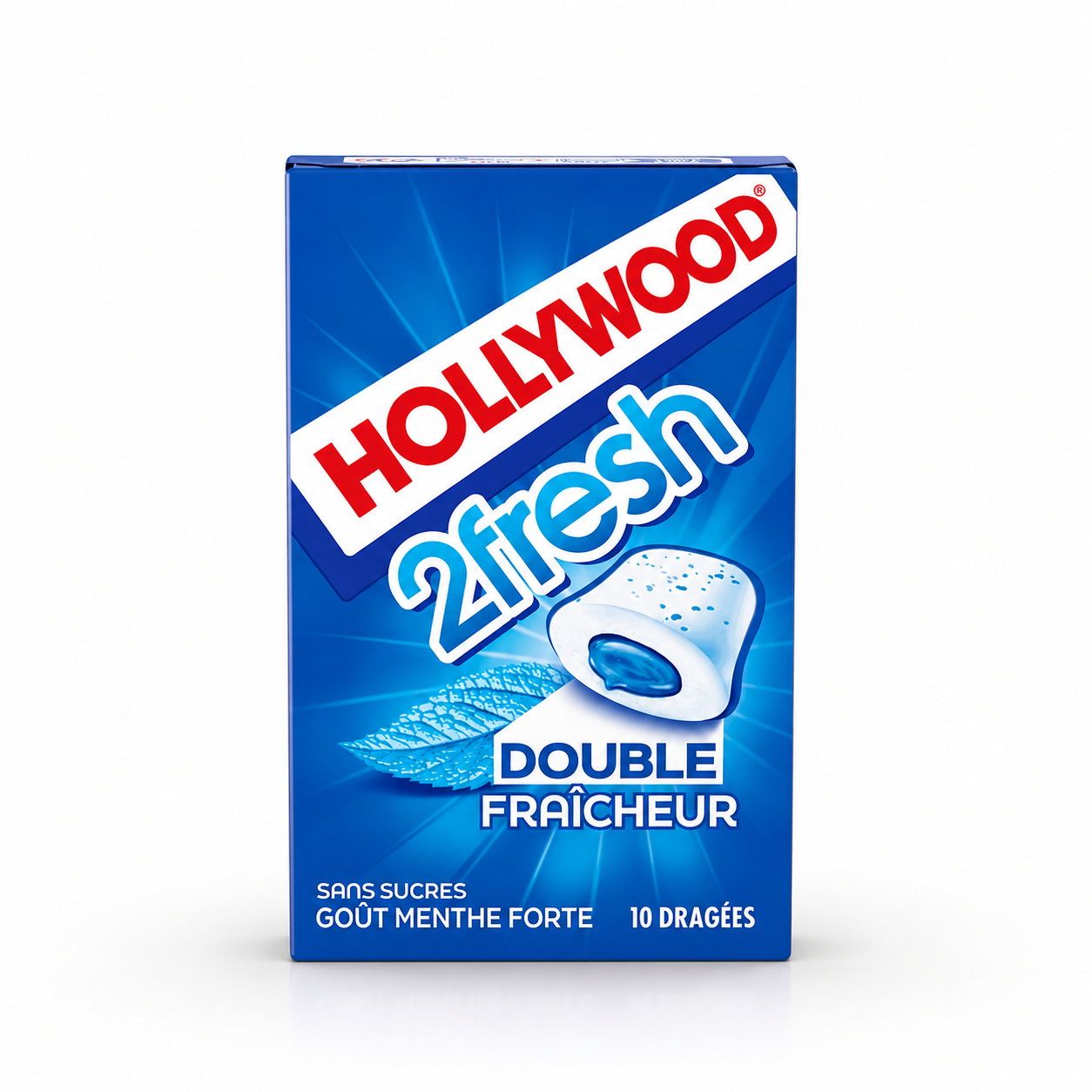 Hollywood 2Fresh Double Fraîcheur – Menthe Forte Sans Sucres 10 Dragées