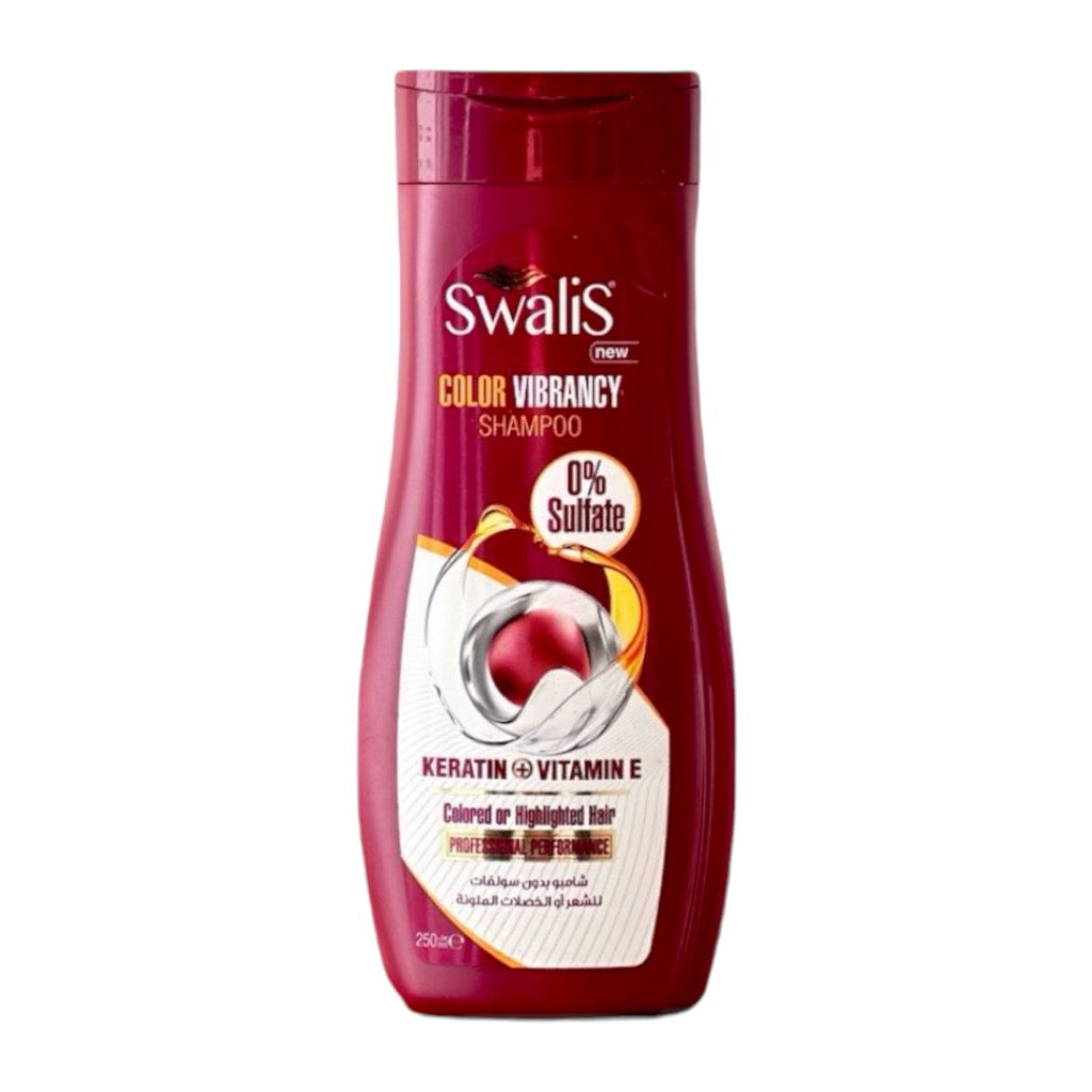 Swalis Color Vibrancy Shampoing 0% Sulfate Kératine + Vitamine E Cheveux Colorés Ou Méchés
