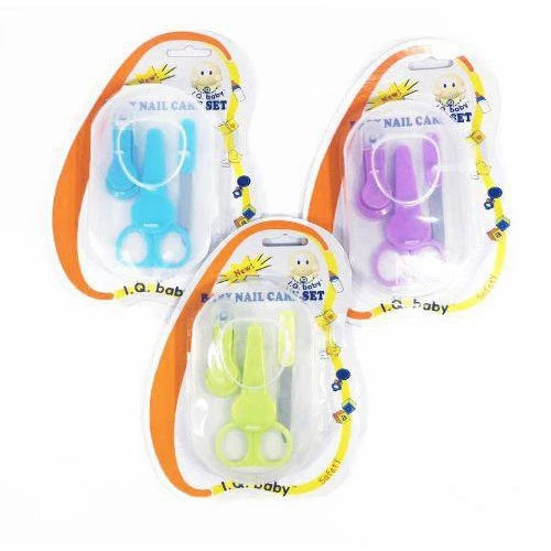 Set Manucure Bébé Kit 3-En-1 Avec Étui Bleu Coupe-Ongles Ciseaux