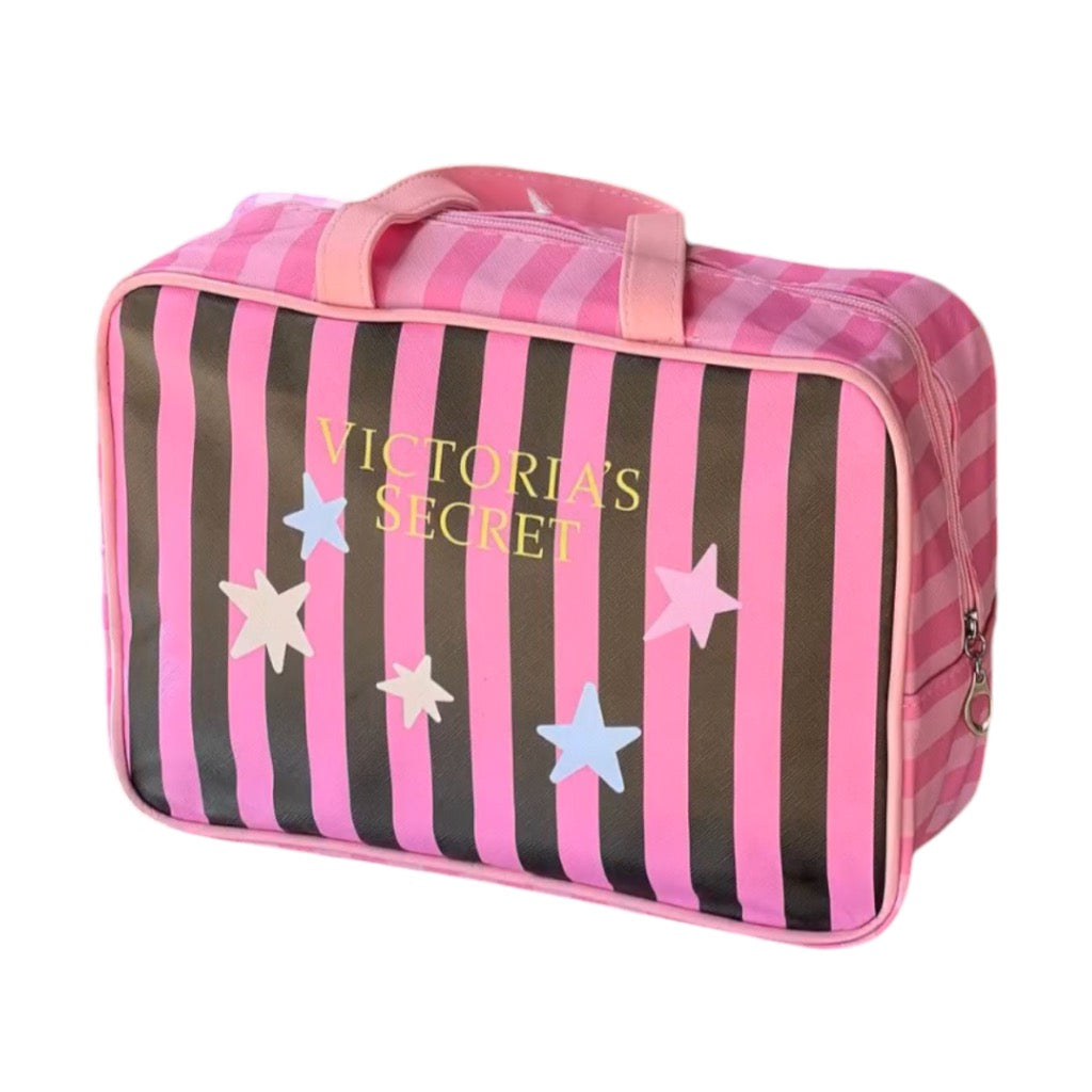 Trousse De Toilette Victoria'S Secret - Motif Logo Denim Style Chic Et Tendance Étoiles