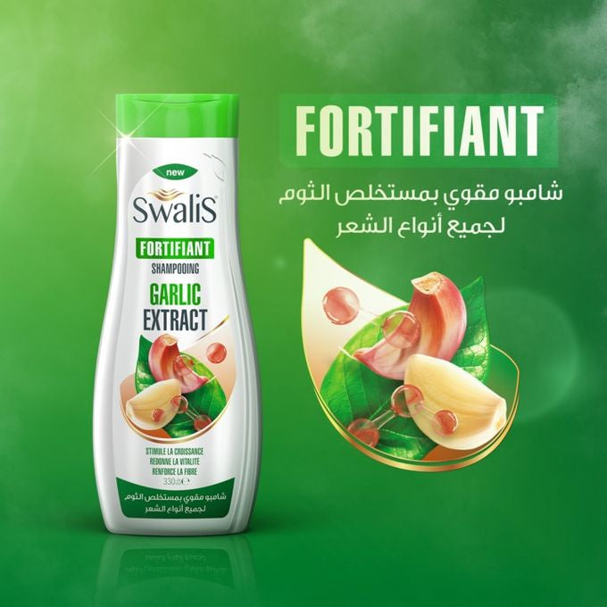 Swalis Garlic Extract Shampoing Fortifiant À L'Ail Pour Tous Types De Cheveux