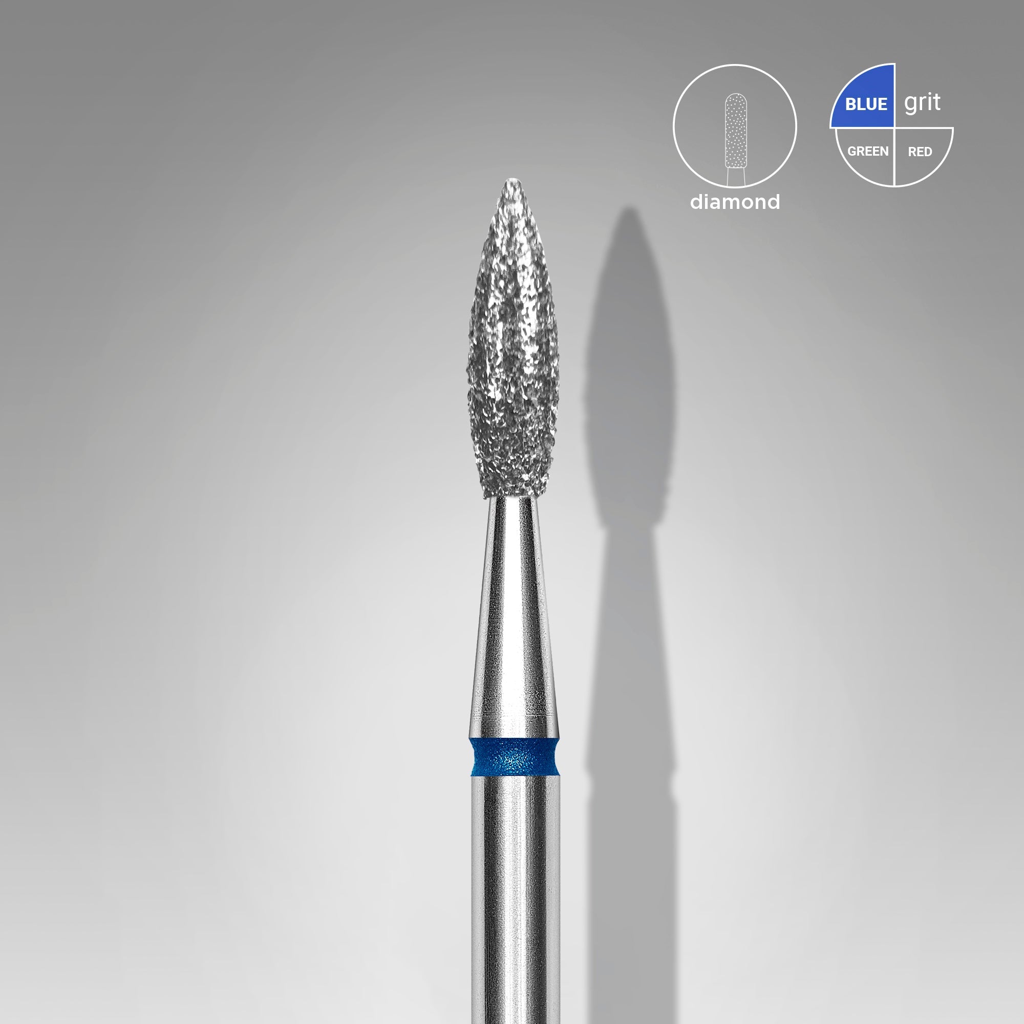 Staleks Foret À Ongles Diamant Pointu Bleu Flamme Tête Expert Diamètre 2,3 Mm / Partie Travaillante 8 Mm