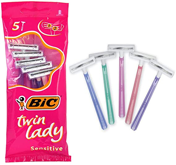 Bic Twin Femme Rasoirs Rose Femmes Peau Sensible Pack De 5 Rasoirs