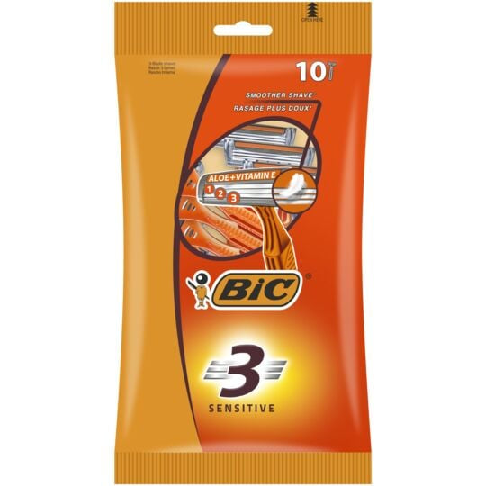 Bic 3 Sensitive Rasoirs Jetables Pour Homme 3 Lames Pour Un Rasage Plus Doux