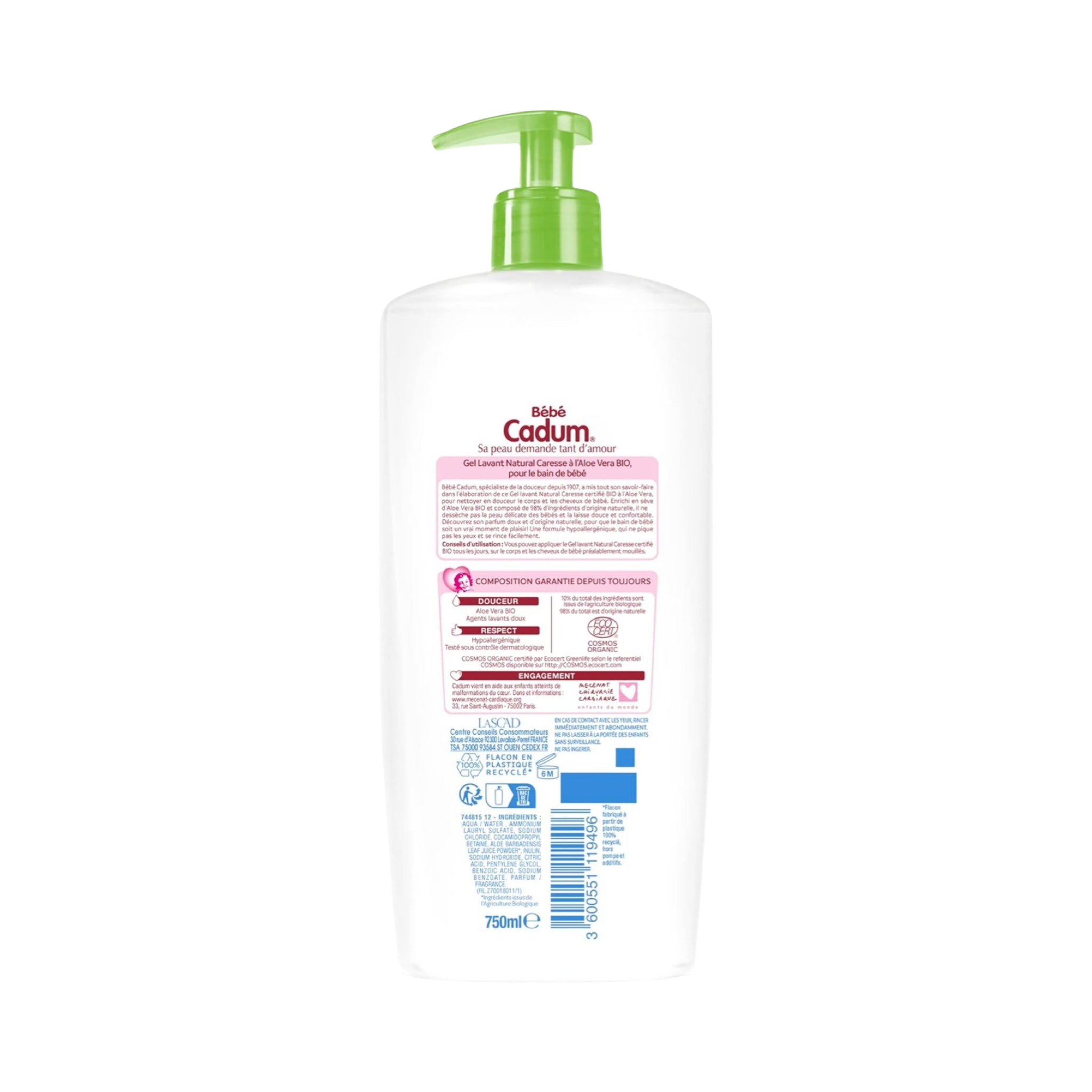 Cadum Gel Lavant Corps & Cheveux Bio Natural Caresse