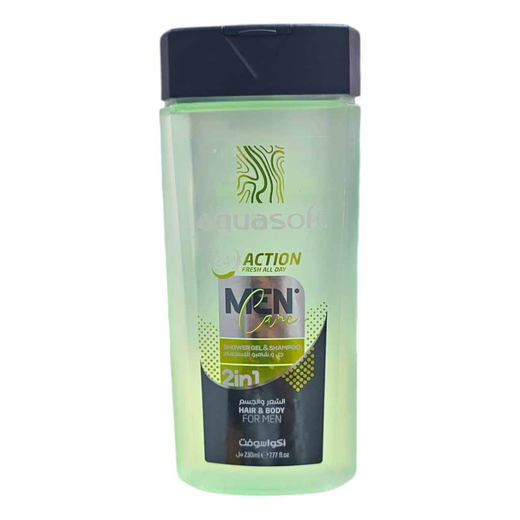 Aquasoft Actionfresh All Day Men Cane Shower Gel & Shampoing 2In1 Halr Bodr For Men