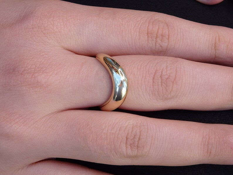 Solid Gold Band Ring Modern Minimalist Style