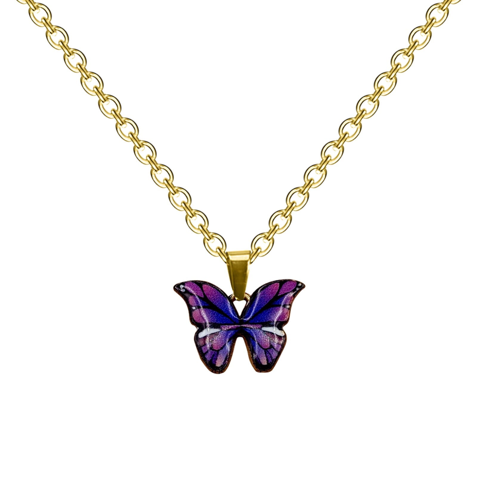 1 Pièces Collier Élégant Rétro Y2K Papillon - Pendentif Multicolore Pour Femmes Et Hommes Port Quotidien Cadeau De Saint-Valentin Idéal Pour Soirées