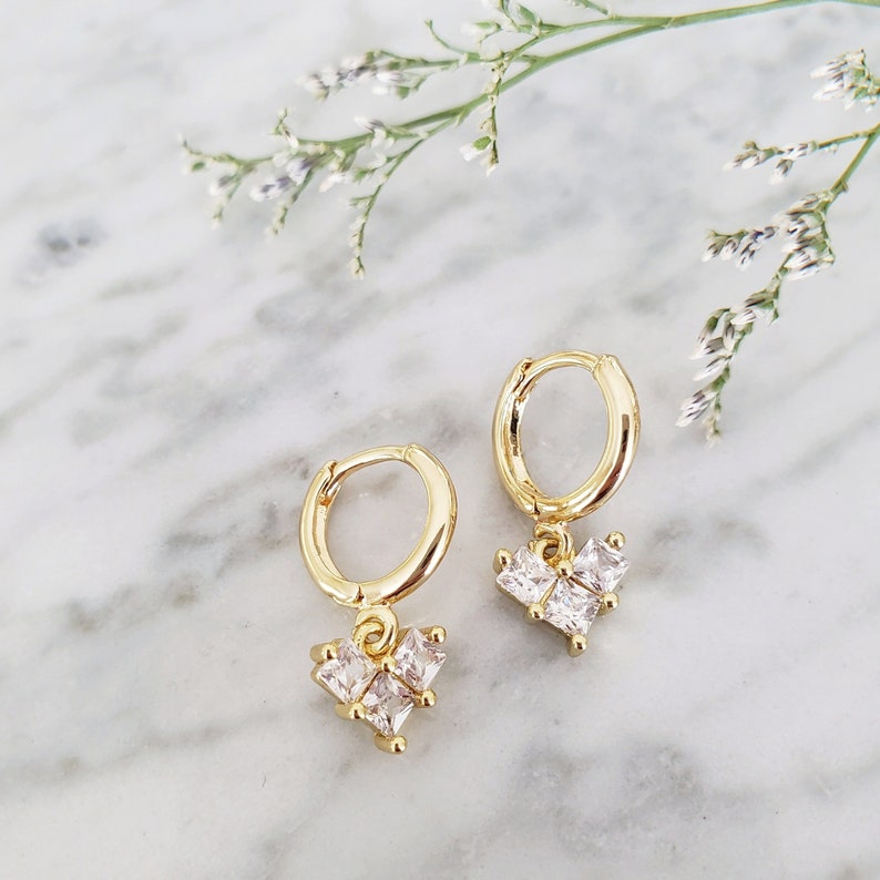 Boucles D'Oreilles Coeur Plaquées Carats Boucles D'Oreilles Pendantes Coeur