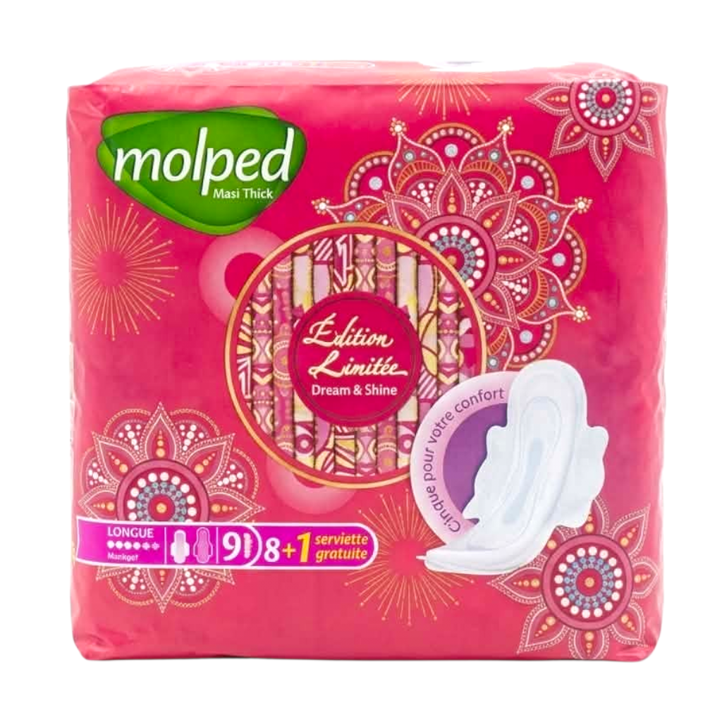 Molped Maxi Thick Serviettes Hygiéniques Longues (8+1 Gratuite)