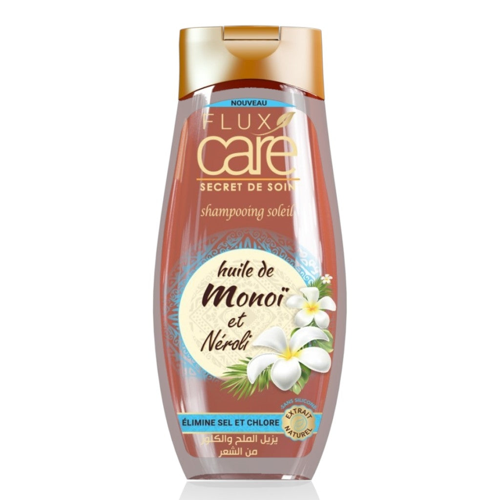 Flux Care Secret De Soin شامبو للشمس بزيت المونوي والنيرولي يزيل الملح والكلور