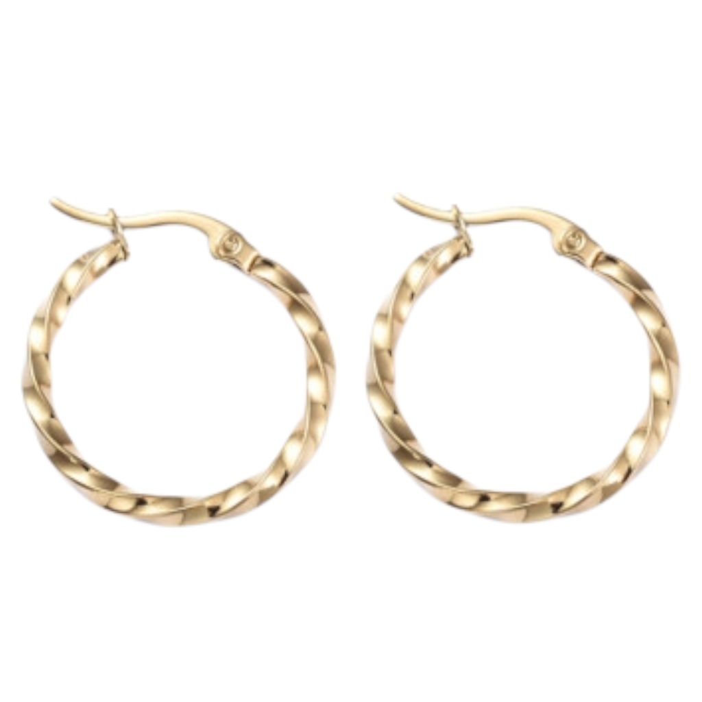 2Paire Creoles Dore Boucles D'Oreilles Acier Inoxydable Hypoallergenique