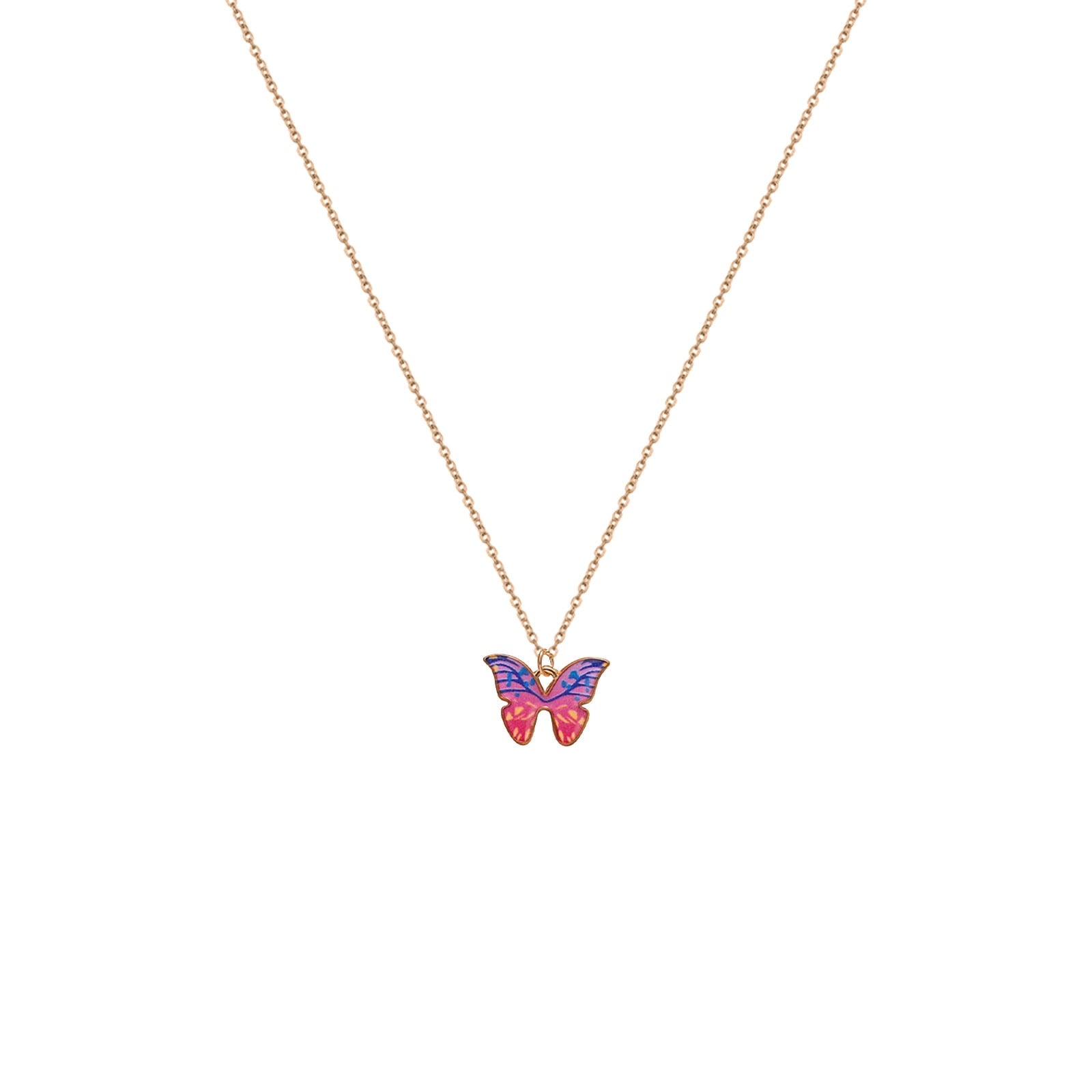 1 Pièces Collier Élégant Rétro Y2K Papillon - Pendentif Multicolore Pour Femmes Et Hommes Port Quotidien Cadeau De Saint-Valentin Idéal Pour Soirées