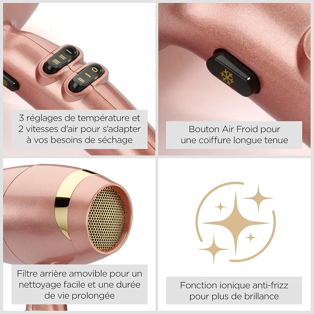 Babyliss Sèche-Cheveux Rose Gold - Sèche-Cheveux Léger Et Puissant 2100 Watts Avec Technologie Ionique