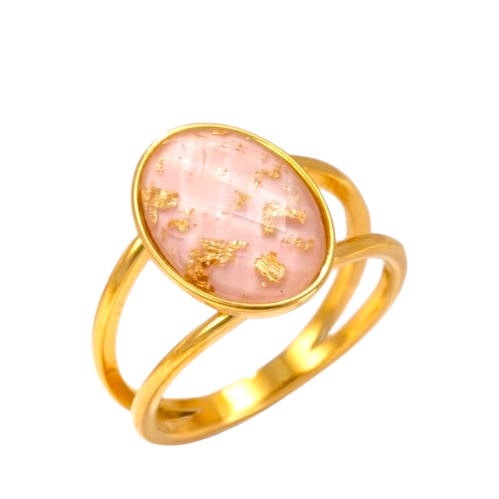 Bague “Céleste” Quartz Rose – Éclat Doux & Doré ✨