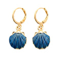 Boucles D’Oreilles Coquillage Bleu Élégant – Dorées
