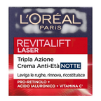 L’Oréal Paris Revitalift Laser Crème Visage Nuit Anti-Âge Avec Pro-Rétinol Acide Hyaluronique Et Vitamine C Réparation Intense Et Peau Renouvelée