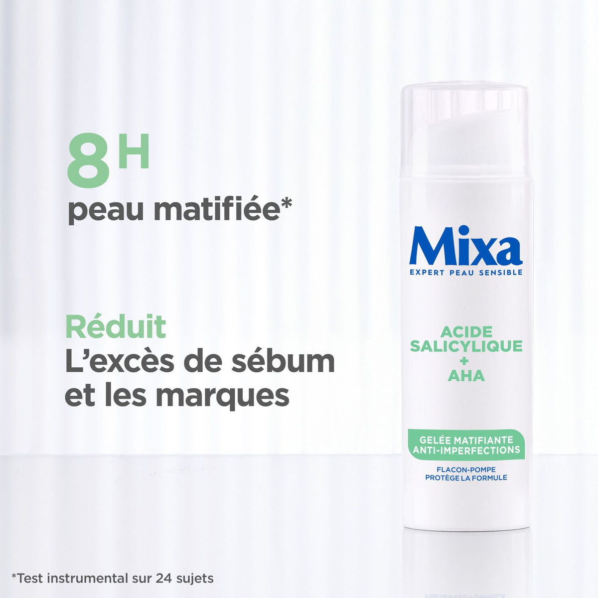 جل مزيل للمعان ومضاد للعيوب من Mixa Sensitive Skin Expert (حمض الساليسيليك + أحماض ألفا هيدروكسي)
