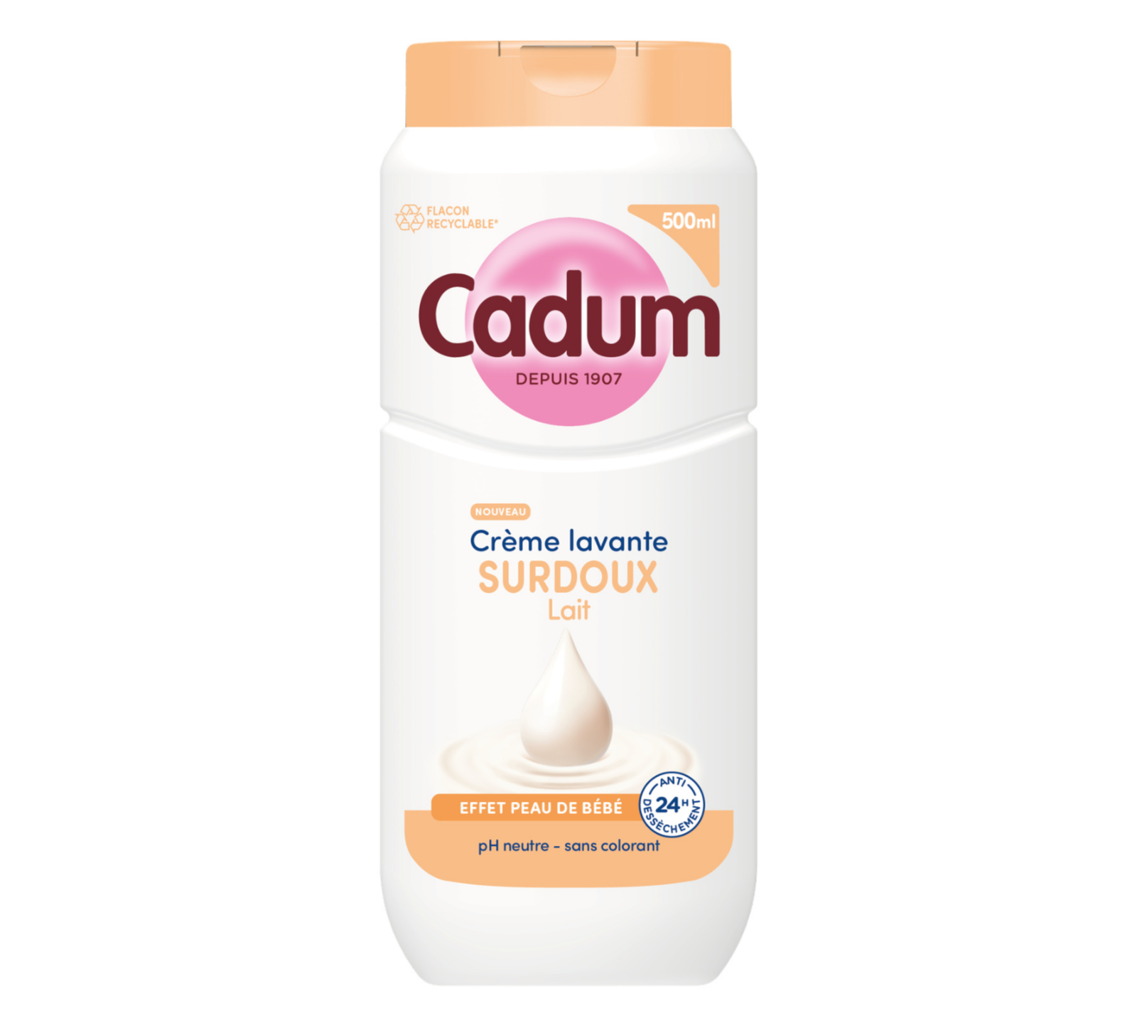 Cadum Crème Lavante Surdoux Lait-Effet Peau De Bébé Hydratation 24H