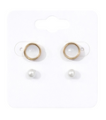 Parure Boucles D’Oreilles Perle Blanche & Cercle Doré