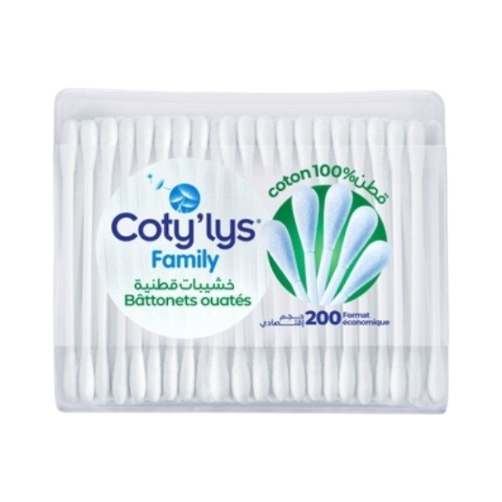Coty’Lys Family Bâtonnets Ouatés (100% Coton) Cotons Tiges 200 Pièces
