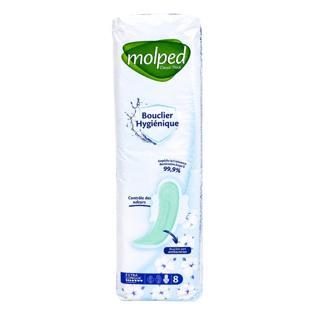 Molped Bouclier Hygiénique Contrôle Des Odeurs Extra Longue 8 Piéces
