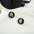 Boucles “Cameo Moderne” – Relief Doré & Fond Noir