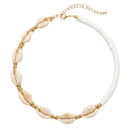 Collier Coquillages Blancs Et Perles Heishi Dorées