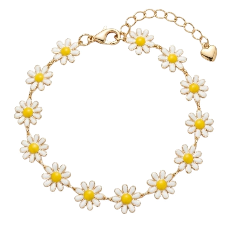 Collier Marguerites Dorées Avec Cœur – Bohème Chic