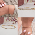Bracelet Tennis En Diamants Cultivés En Laboratoire Taille Ronde Bracelet De Mariée En Jaune 14 Carats Cadeau Bracelet En Diamants Sans Conflit Pour Elle