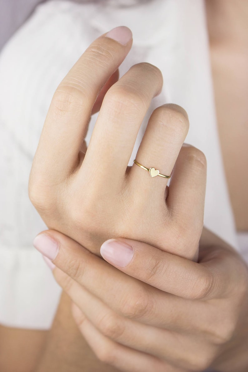 Petite Bague Coeur En Massif Bague Amour