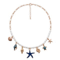 Collier Bohème Chic Doré Avec Perles Et Breloques Marines