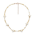 Collier D'Été Élégant – Perles Dorées Et Blanches Avec Étoile De Mer