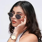 نظارة شمسية صيفية قطعة واحدة للنساء، نظارة ريترو بيضاوية بإطار معدني، نظارة بتصميم Ins، نظارة عصرية للجنسين، نظارة بتصميم Street Style مناسبة للتنقل اليومي