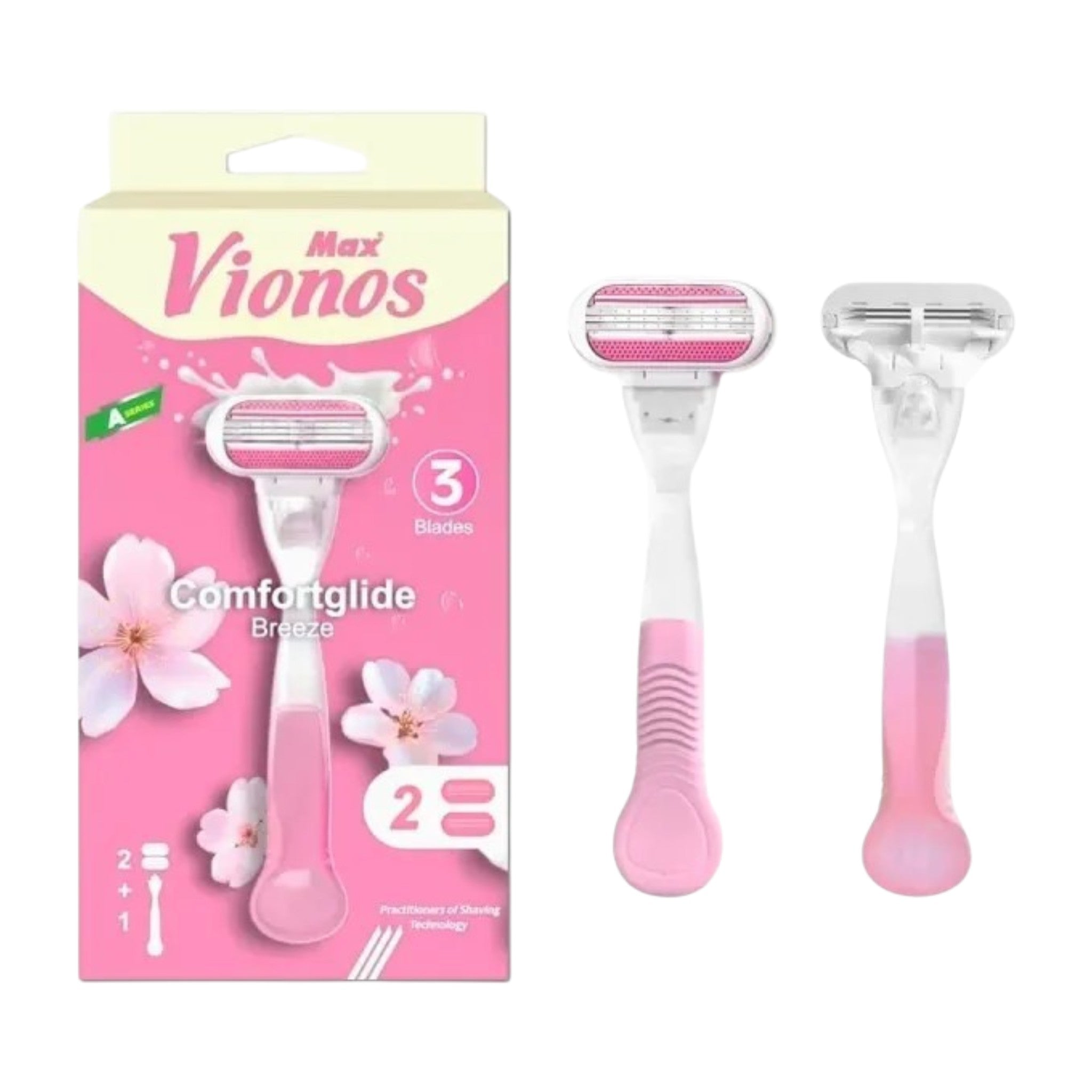 Vionos Rasoir Femme 3 Lames Max Comfortglide Breeze 2 Recharges