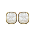 Boucles D'Oreilles Carrées En Résine De Couleur Blanc Crème