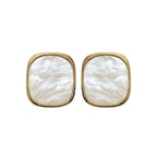 Boucles D'Oreilles Carrées En Résine De Couleur Blanc Crème
